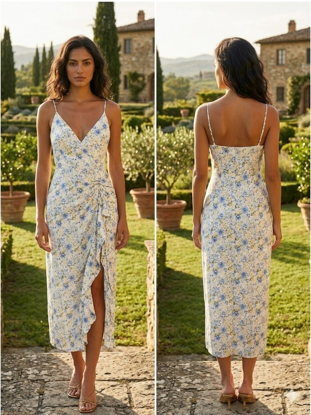 Anthropologie X En Saison Floral Midi Slip Dress